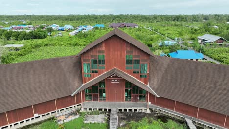 asmat museum located in the capital city of agats, papua - indonesia drone view beautiful shoot