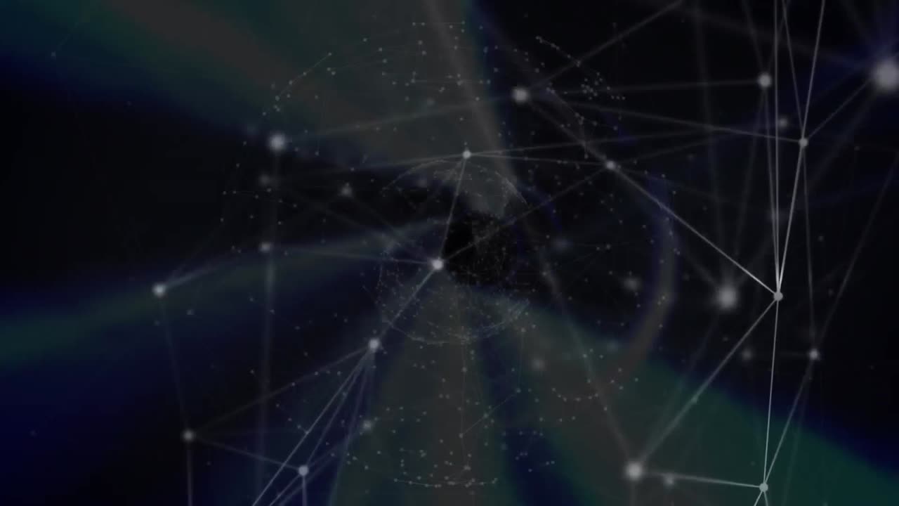Animation of globe with network of connections with glowing spots