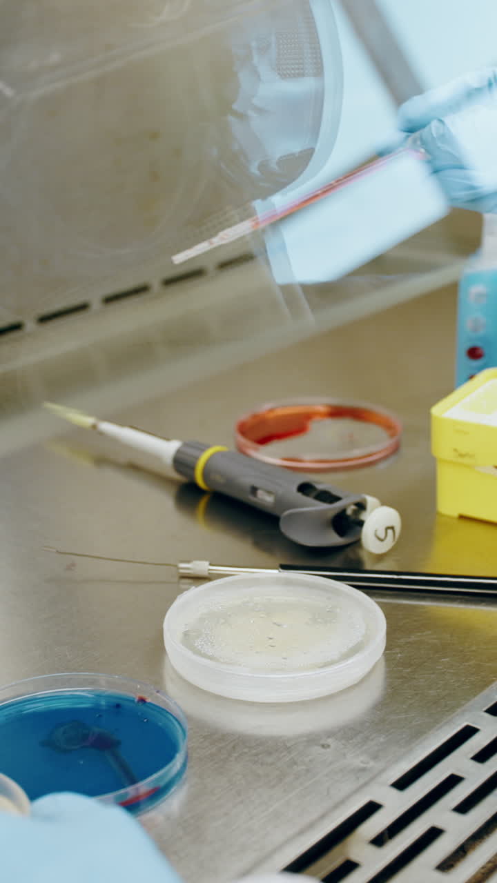 Laboratory experiment with Petri dish and pipette