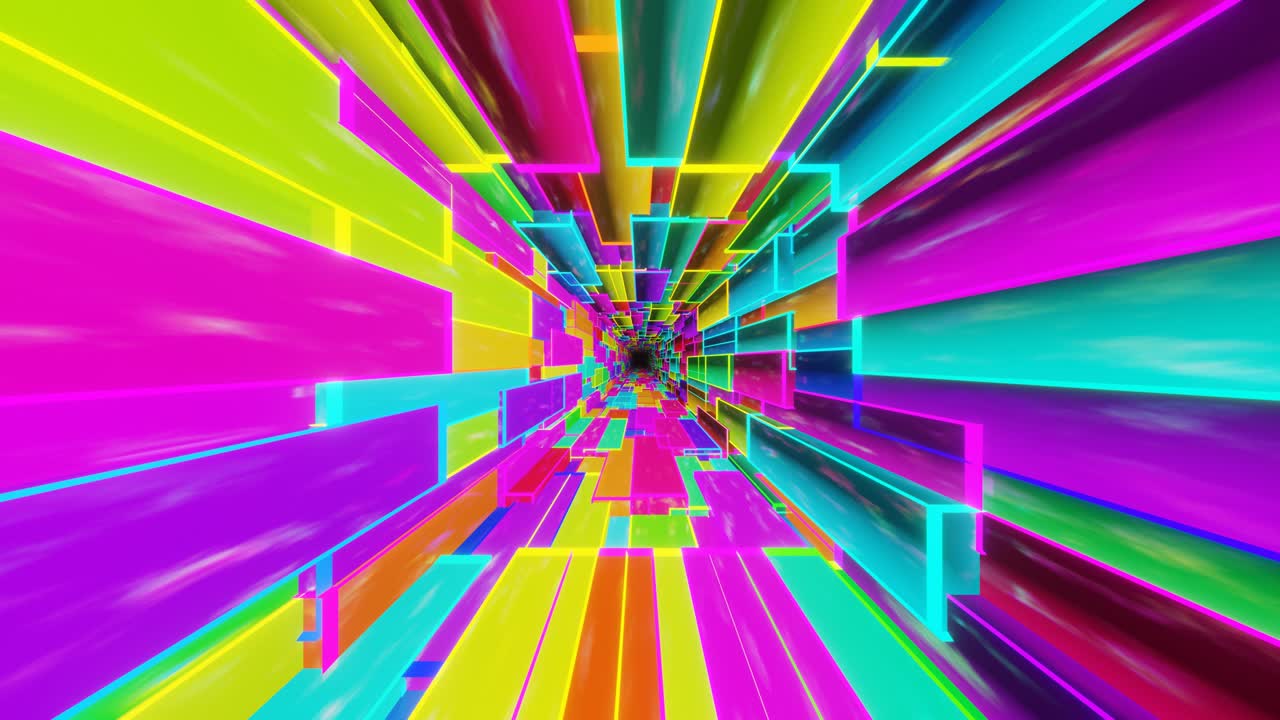 el túnel de bucle vj brillante multicolor brillante