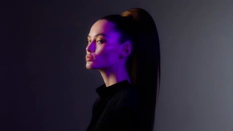 portrait of a woman with a ponytail