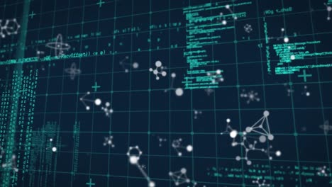 animation of data processing and molecules over gird