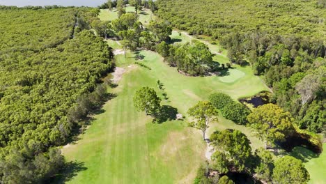 aerial view of golf course and surrounding nature