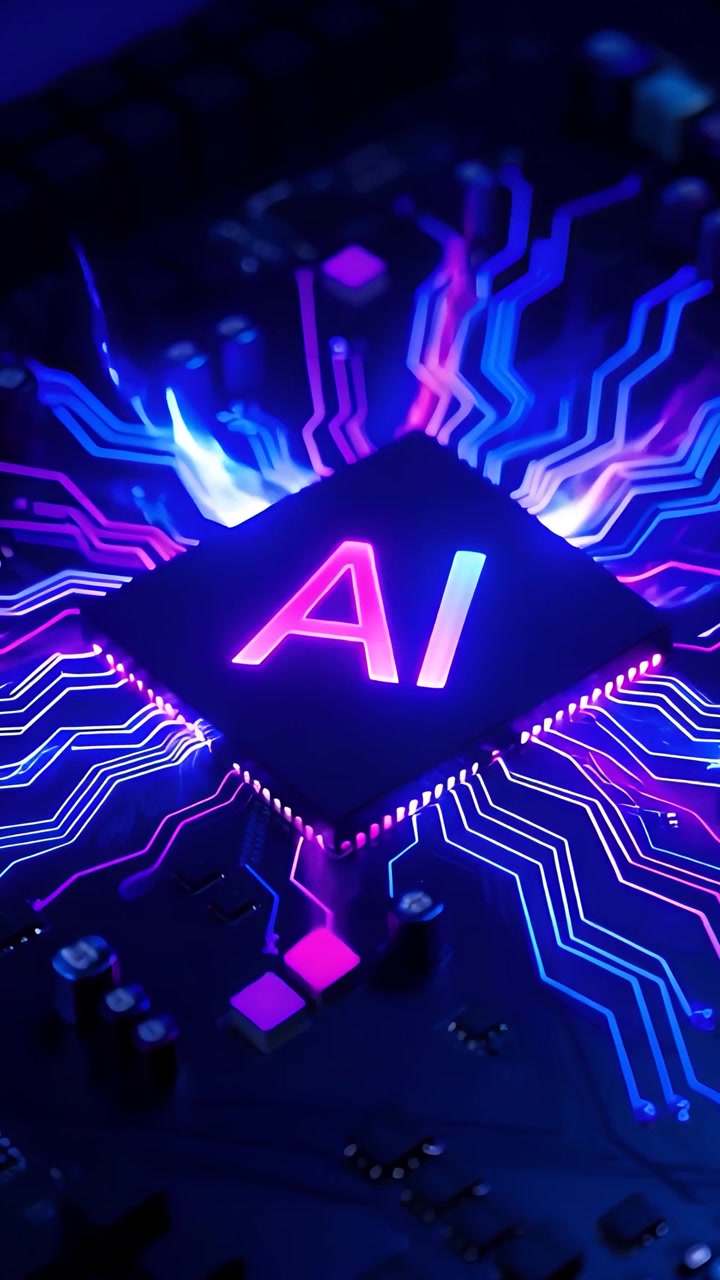 Futuristische KI-Chip-Motherboard-Technologie Hintergrund 4K