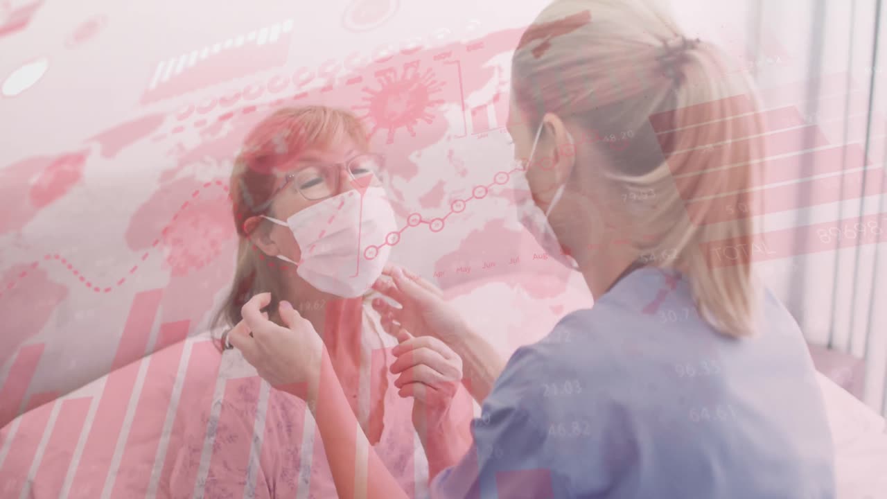 페이스 마스크를 착용한 여성 의료 종사자에 대한 코로나바이러스 데이터 처리