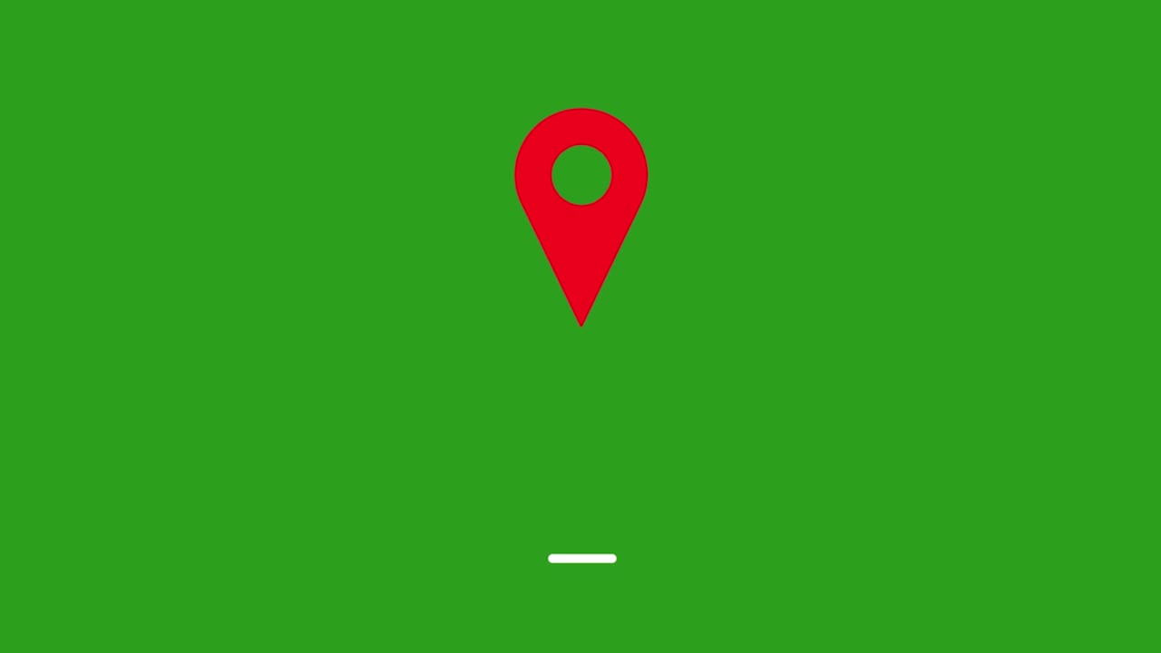 Location Pin pointer on Map animated cartoon on Green screen background.