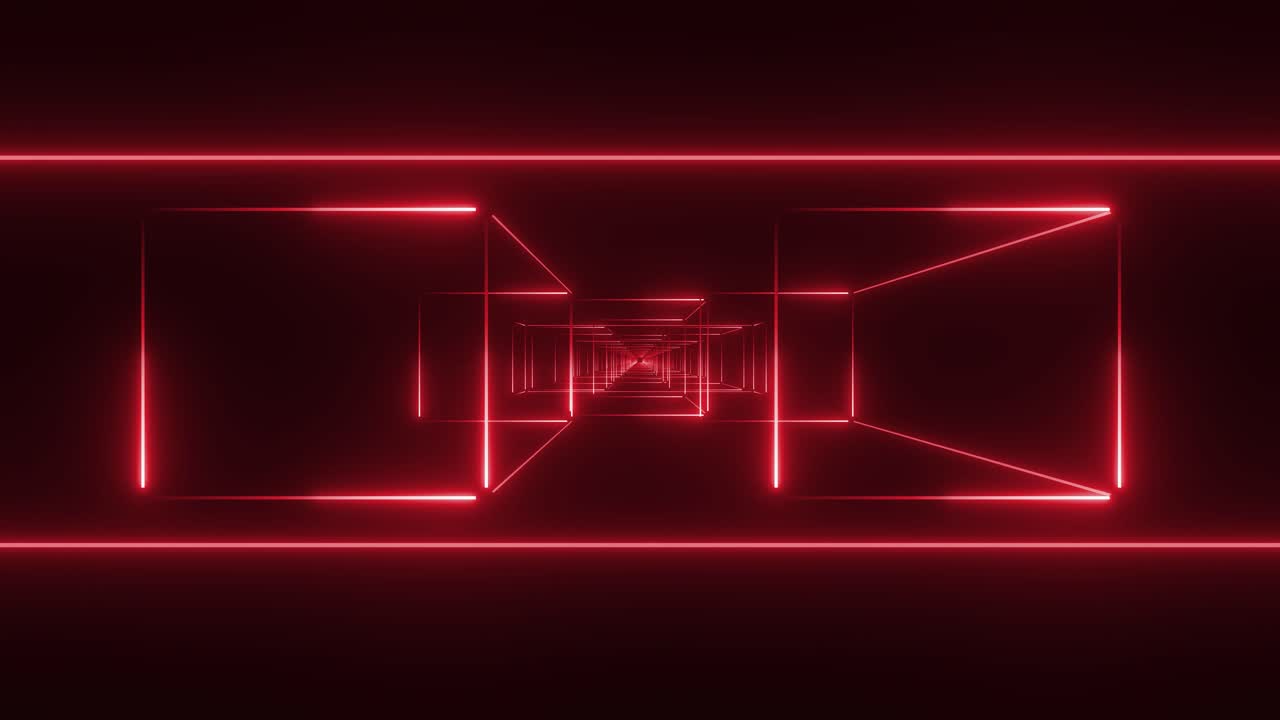 túnel geométrico de neón rojo