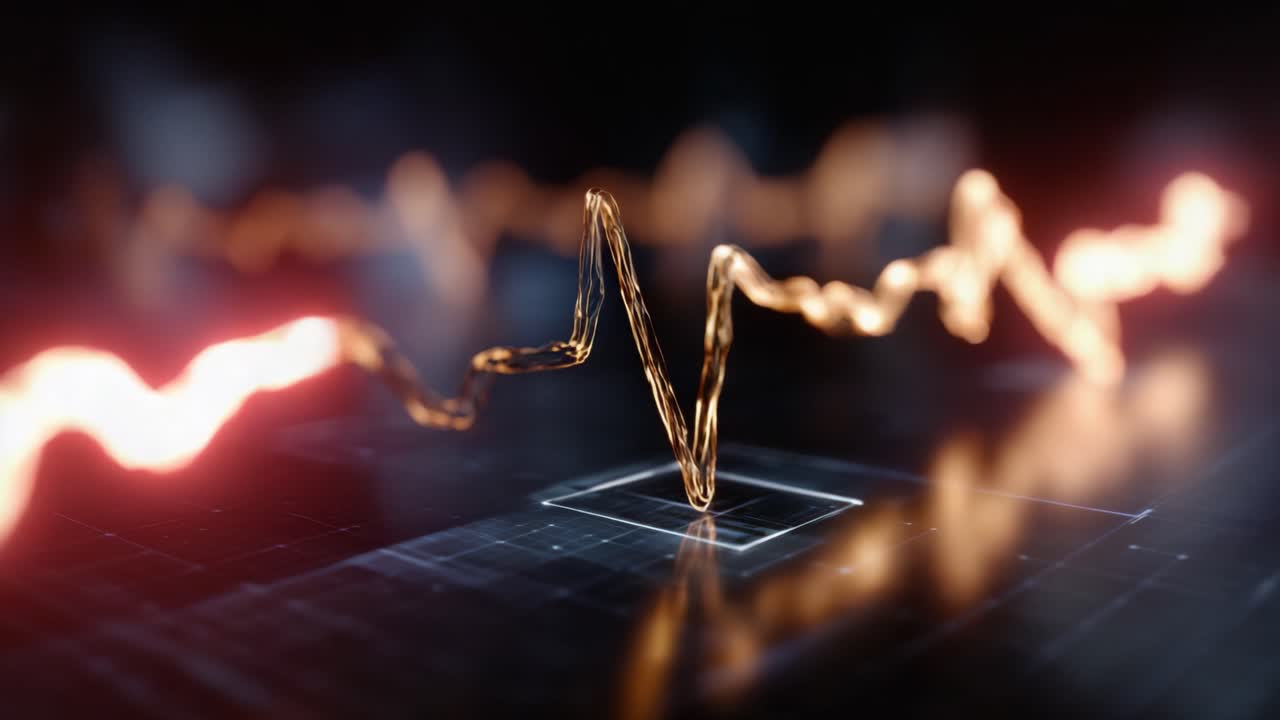 Dynamic Visualization of a Heartbeat Pulse, Showcasing the Flow and Rhythm of Electrical Signals Representing Vital Signs in a Futuristic Design