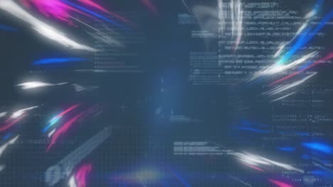 animación de rastros de luz sobre el procesamiento de datos sobre fondo negro