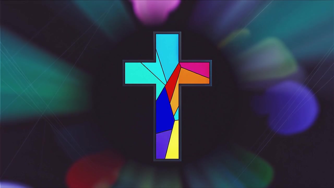 Christliches Kreuz, himmlisches Licht, Anbetungshintergrund.
