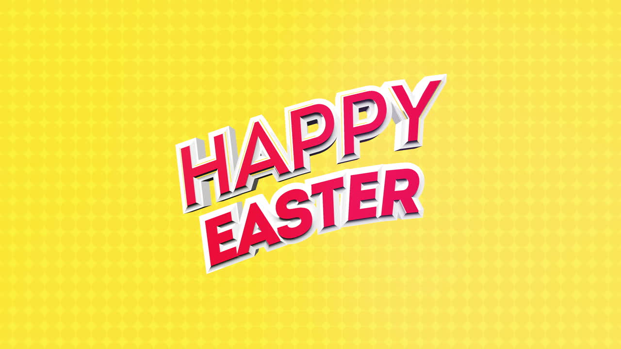 Testo allegro 'Buona Pasqua' in lettere rosse in grassetto su sfondo giallo
