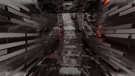 reflective fantasy dungeon tunnel corridor in middle age style and with bricks texture 3d illustration motion background live wallpaper visual vj loop