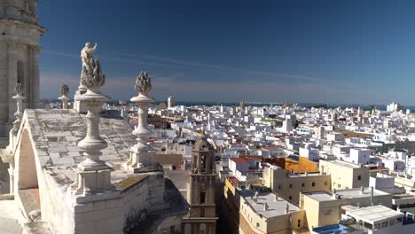 beautiful panorama view over cadiz city from top of famous cathedral