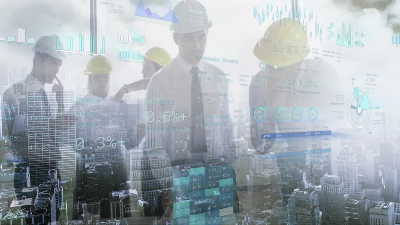 animación del procesamiento de datos financieros en diversos arquitectos.