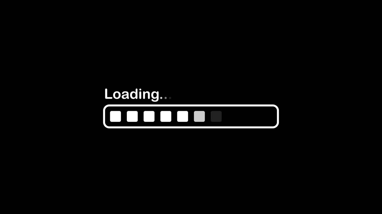 Loading Bar Animation with Progress Indicator on Black Background