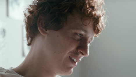 close up of patient speaking with tension during psychiatric session