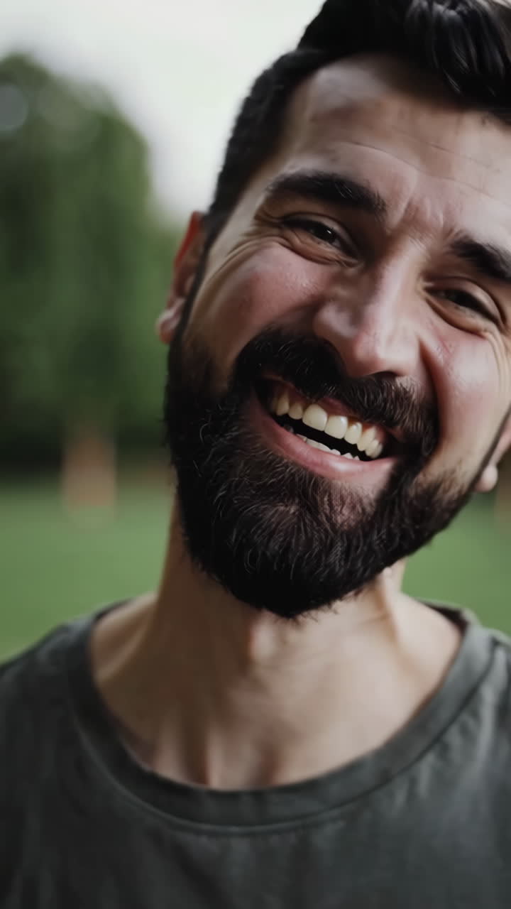 hombre sonriente con barba