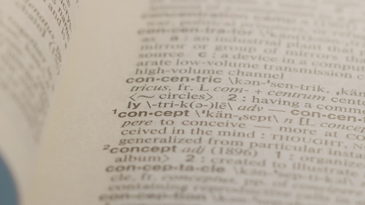 Concept Dictionary Highlighter Concept, highlighting a word in a dictionary to show it's definition