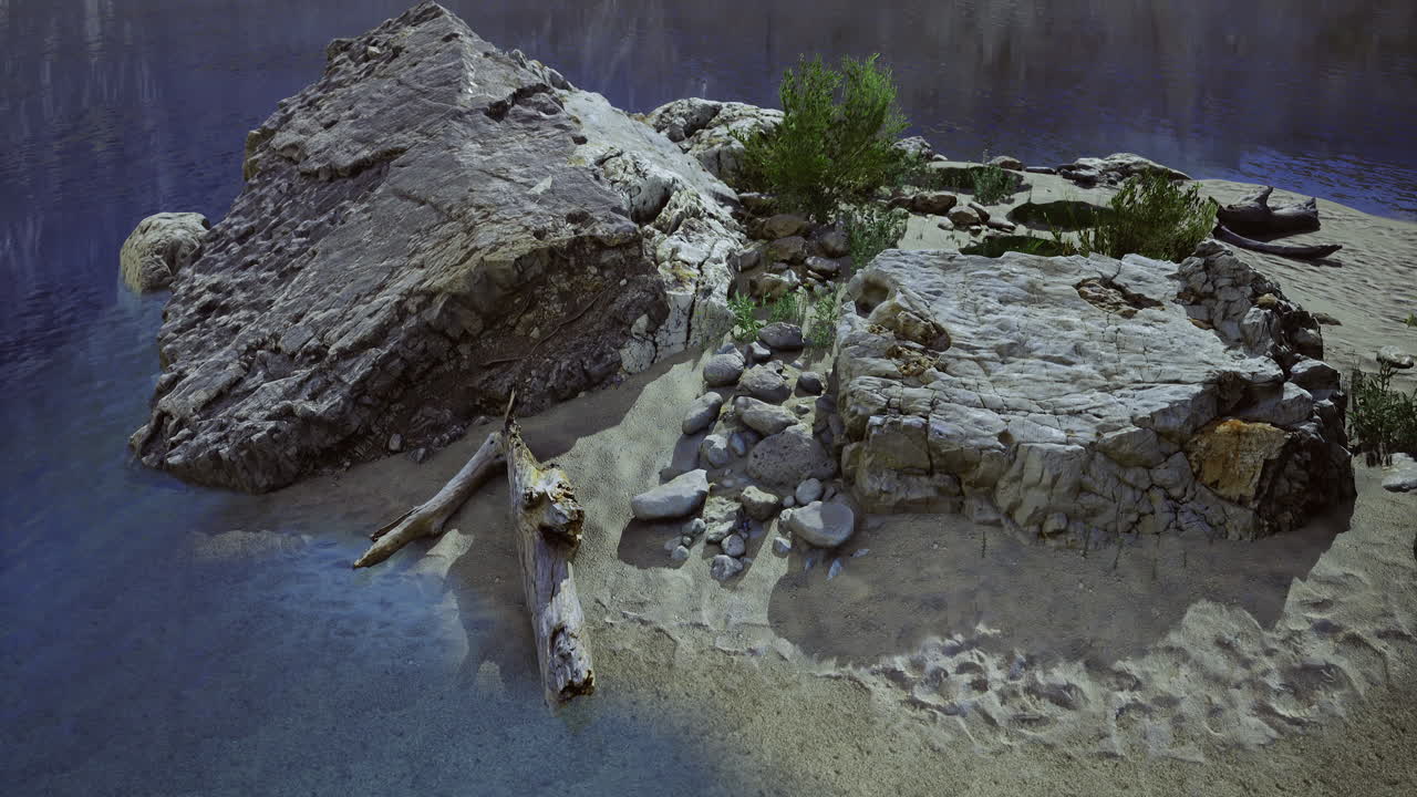 Natural rocks and calm waters make for a peaceful landscape