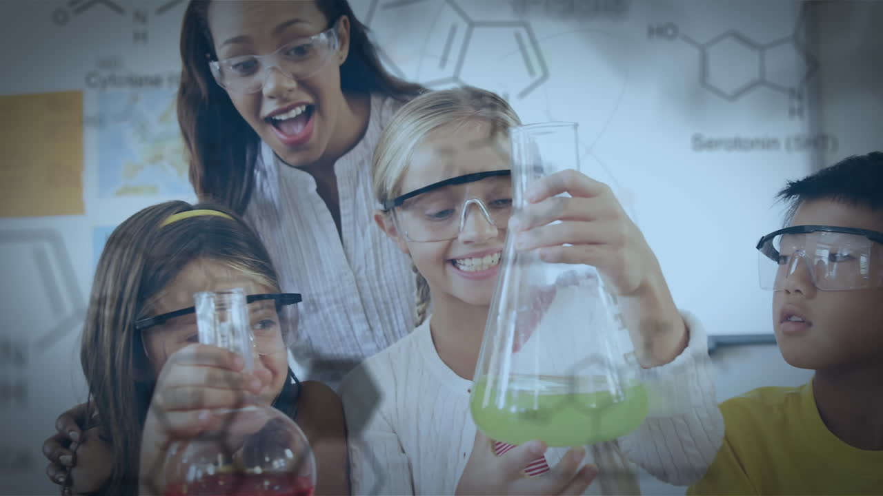 jóvenes estudiantes en un laboratorio