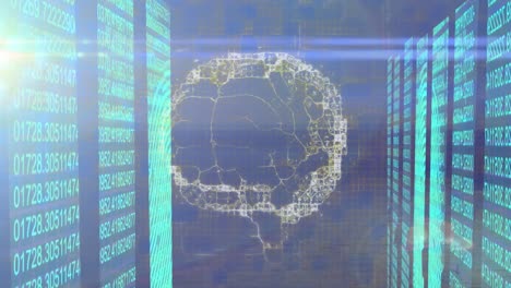 animazione dell'elaborazione dei dati e del cervello sul paesaggio marino
