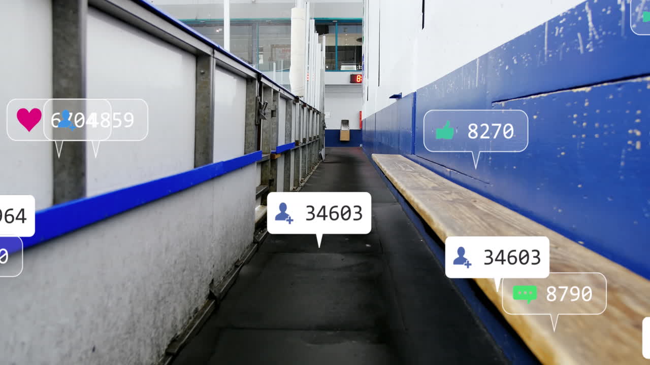 도시에서 도시 경로에 대항하는 소셜 미디어 아이콘의 애니메이션