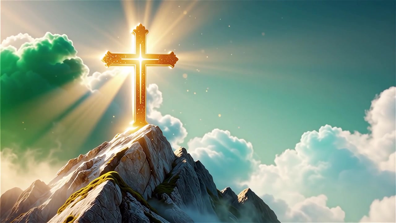 Christian Cross Heavenly Light Worship Background