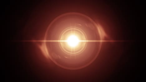 efecto de llamarada de lente óptica de bucle sin costura y estallido de luz con efecto de energía de órbita abstracta. efecto de flair de lente naranja 4k con una energía de órbita cósmica solar de ciencia ficción para la ciencia título intro, bucle vj.
