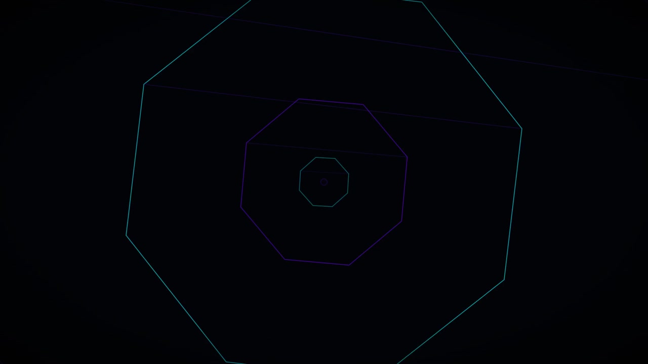 Abstract Tunnel of Pulsing Neon Octagons