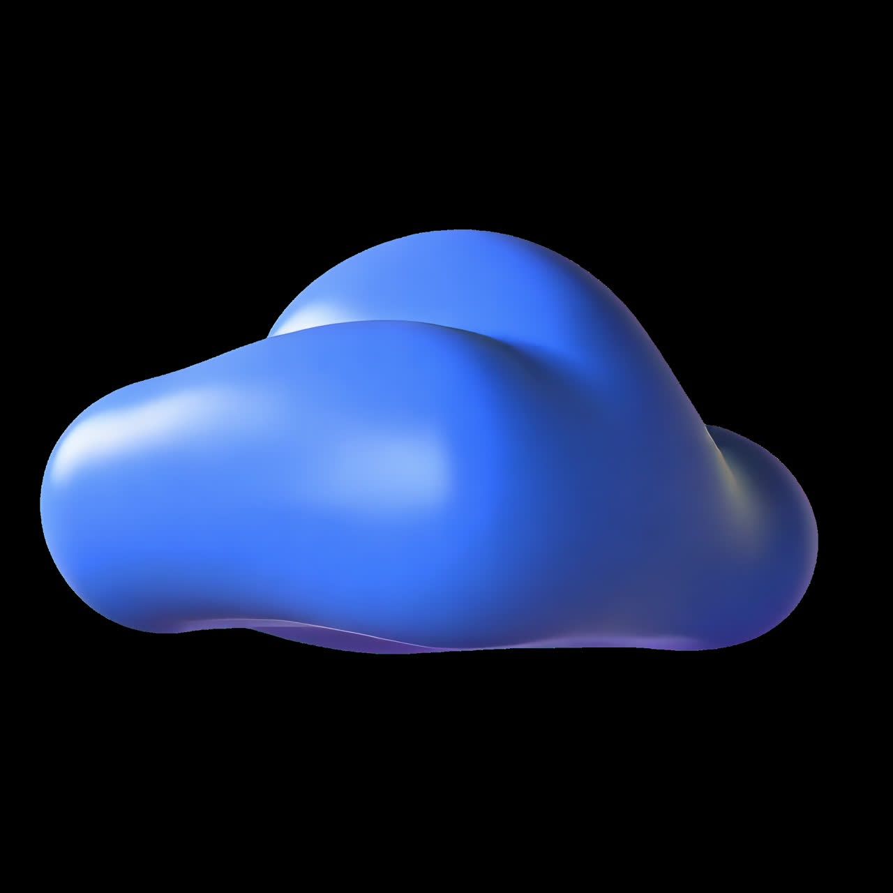 Blue 3D cloud illustration animation isolated asset, transparent 4K video, alpha channel, ProRes