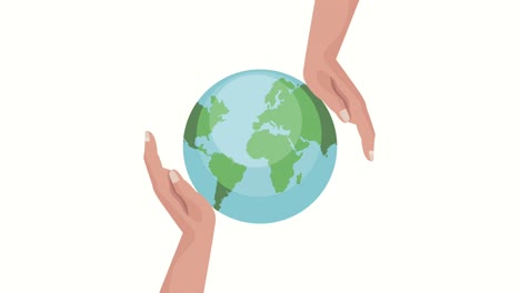 hands protecting earth planet animation