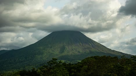 clouds moving around tropical volcano timelapse