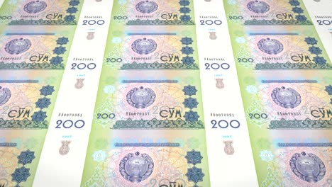 billetes de doscientos som de uzbekistán de uzbekistán, dinero en efectivo, bucle