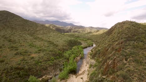 an aerial ascent over the black canyontrailhead, aqua fria river, arizona