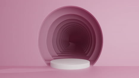 animación de corredor rosa con paso de círculo blanco y espacio de copia en fondo rosa