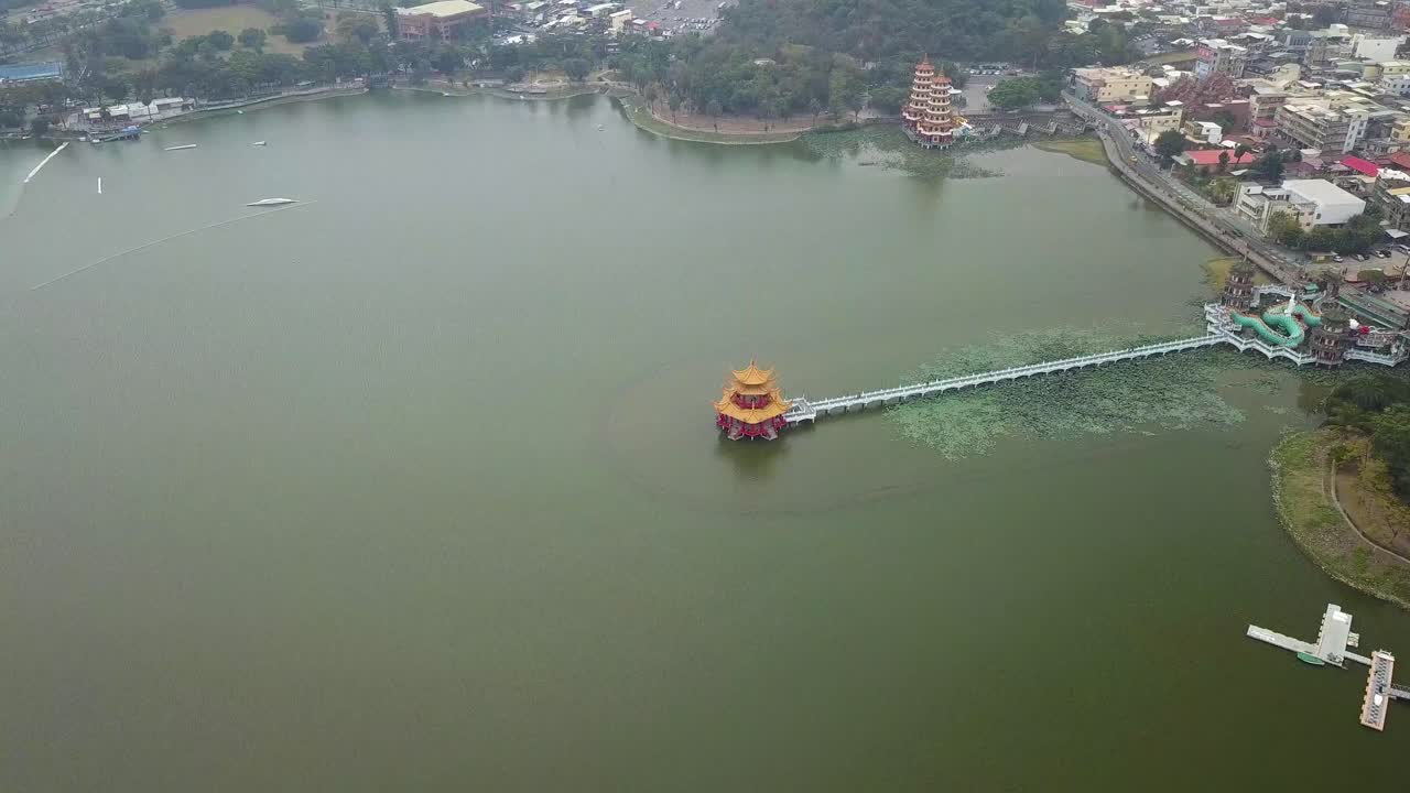 Drone shot of Wuliting at Lotus Pond in Kaohsiung, Taiwan.