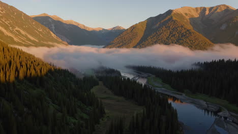 misty mountain valley at sunrise