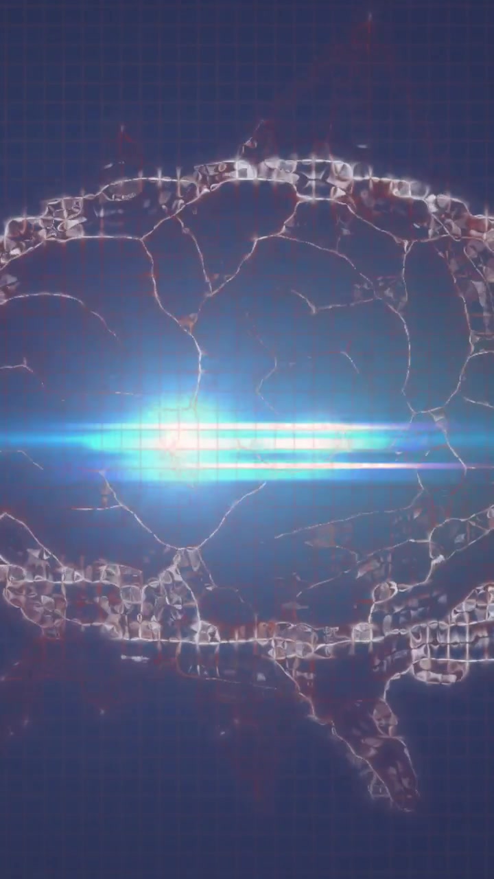 Animation of digital brain and DNA strand glowing with network connections
