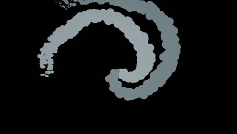 monochrome abstract animation of cartoon grey and white spirals rotating on the black background. animation. black and white animation