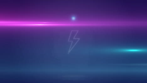 animation of neon circle with lightning icon on blue background