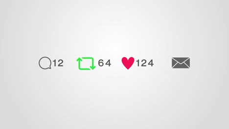 4k animation of counters on a social media site followers shares likes and comments messages