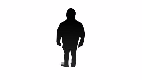 silhouette of a lonely man with shadow rotation on white background animation