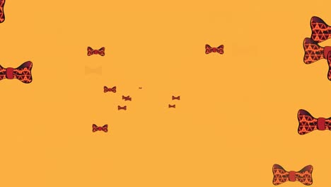 animation of bow ties floating over yellow background