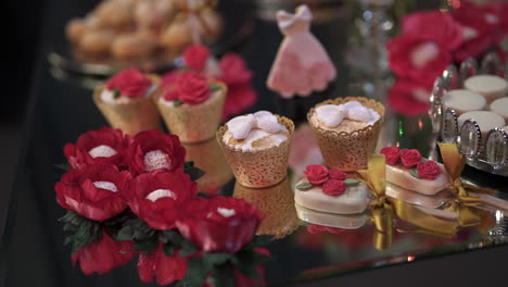 close-up shot of a dessert table for parties