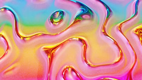 looped abstract background. beautiful iridescent wavy surface of liquid with pattern, gradient color and flow waves on it. rainbow glossy and matt fluid. creative bright bg with soft smooth animation.