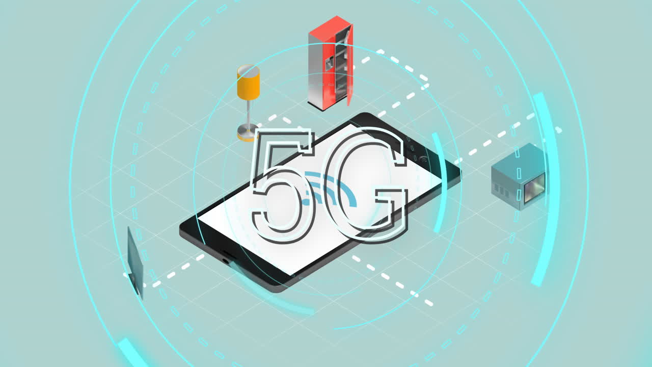 스마트 폰과 연결 아이콘에 대한 원에 5g 텍스트