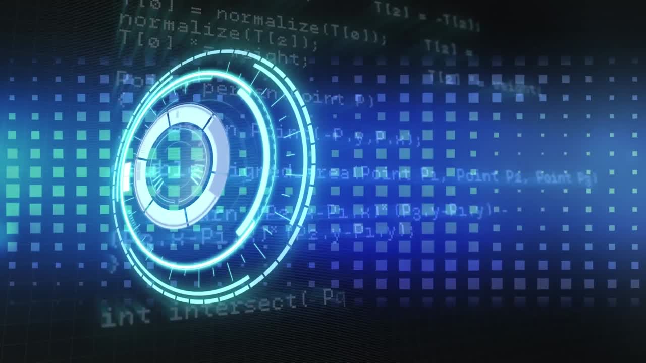 Animation of scan scope over grid and blue background