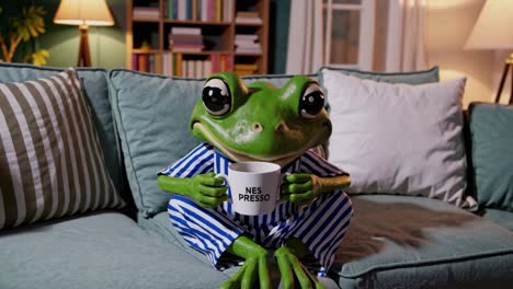 frog with nespresso coffee