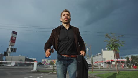 businessman running in the city