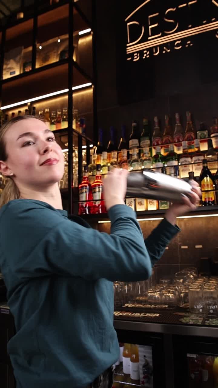 Bartender making a cocktail in a bar